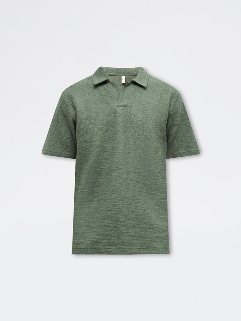 ETA Sage Self-Textured Relaxed-Fit Cotton-Blend Polo T-Shirt