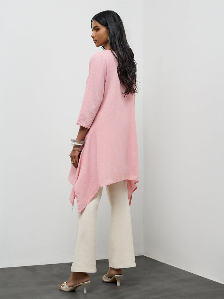 Utsa Pink Floral Cotton Kurta