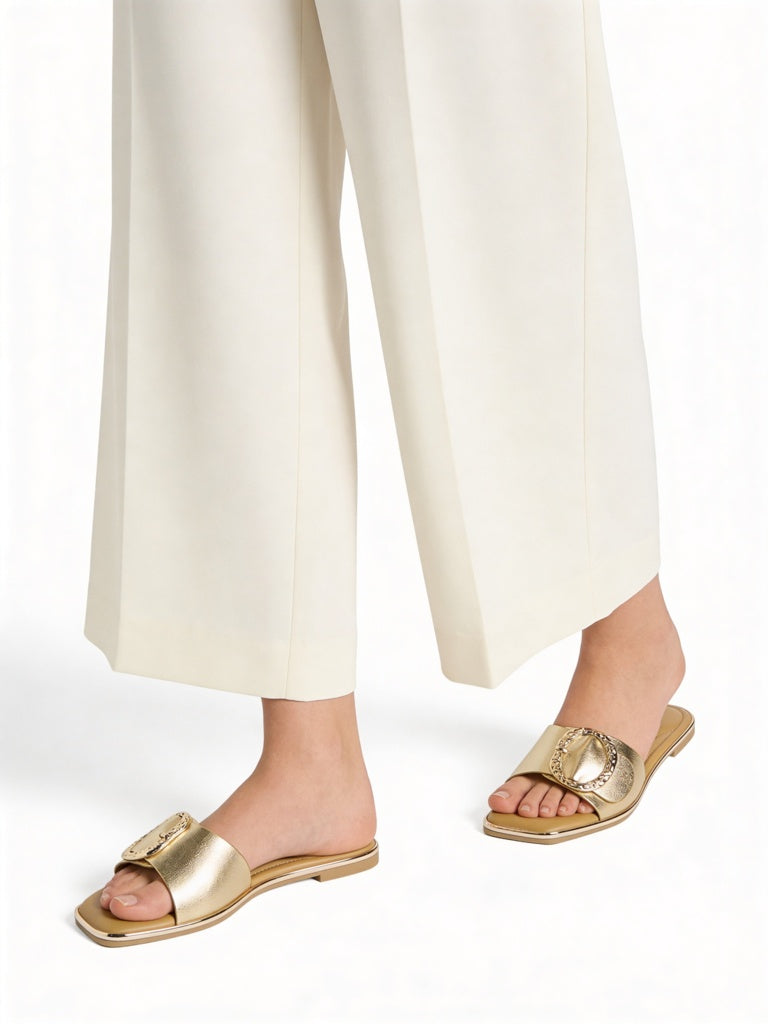 LUNA BLU Gold Buckle-Detailed Slides