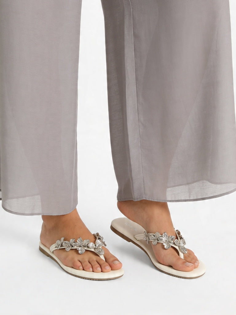 LUNA BLU White Floral-Detailed Sandals