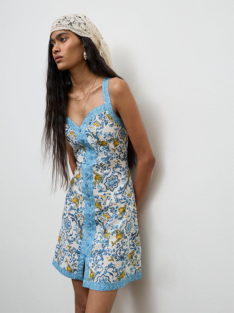 Buy Bombay Paisley Blue Floral Printed Cotton A-Line Dress from Westside Buy Bombay Paisley Blue Floral Printed Cotton A-Line Dress from Westside