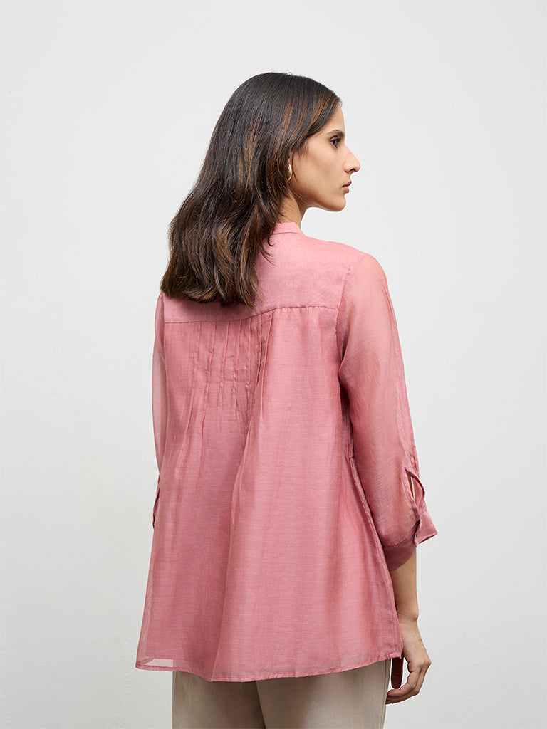 Zuba Dusty Pink Silk Chanderi Tunic