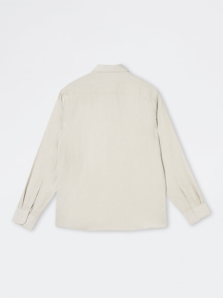 Ascot Grey Solid Relaxed-Fit Linen Shirt