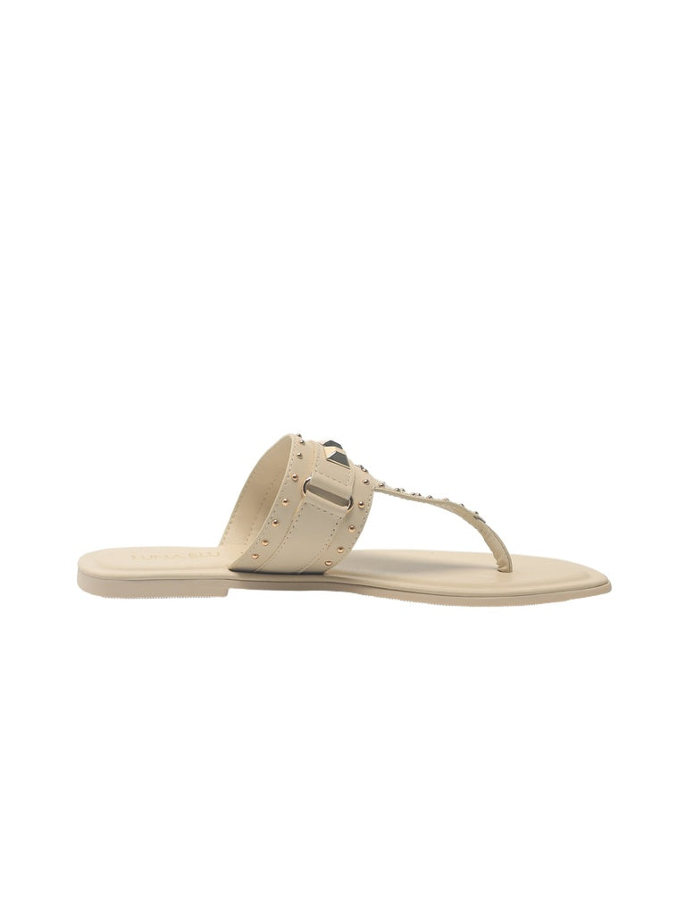 LUNA BLU Ivory Stud Detail Flat Sandals