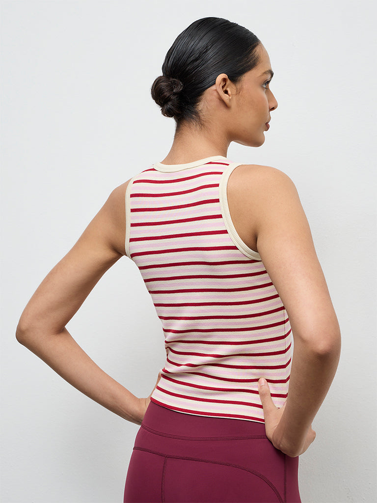 Nuoflexx Pink Striped Cotton-Blend Top