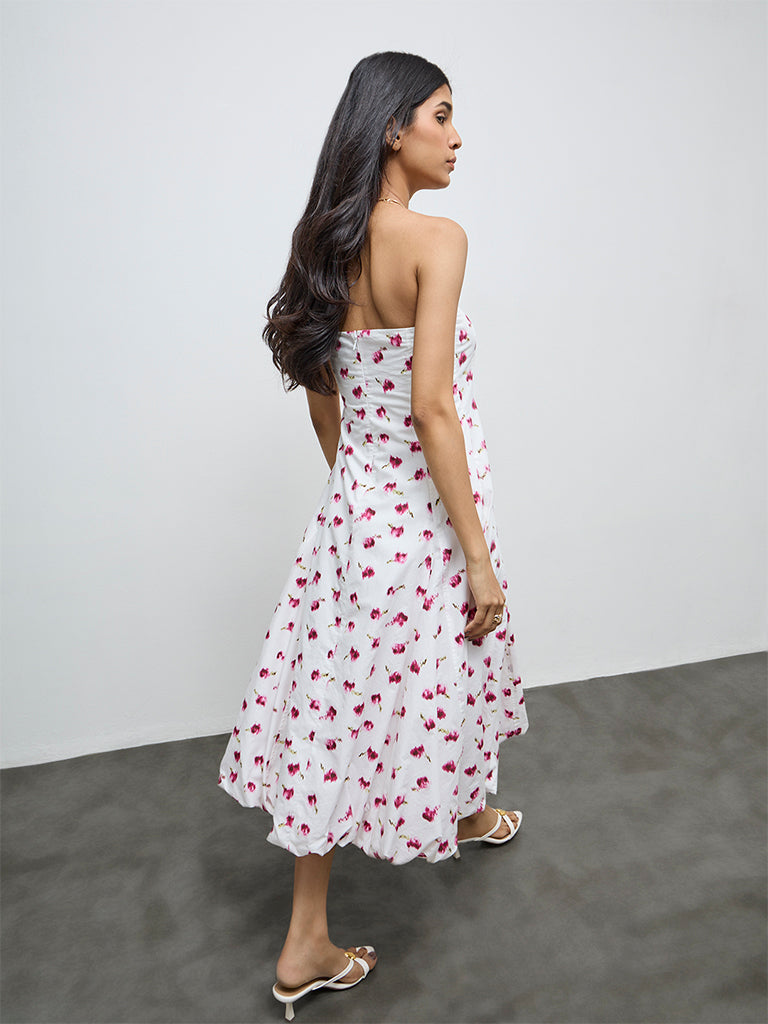 LOV White Printed Off-Shoulder Dress