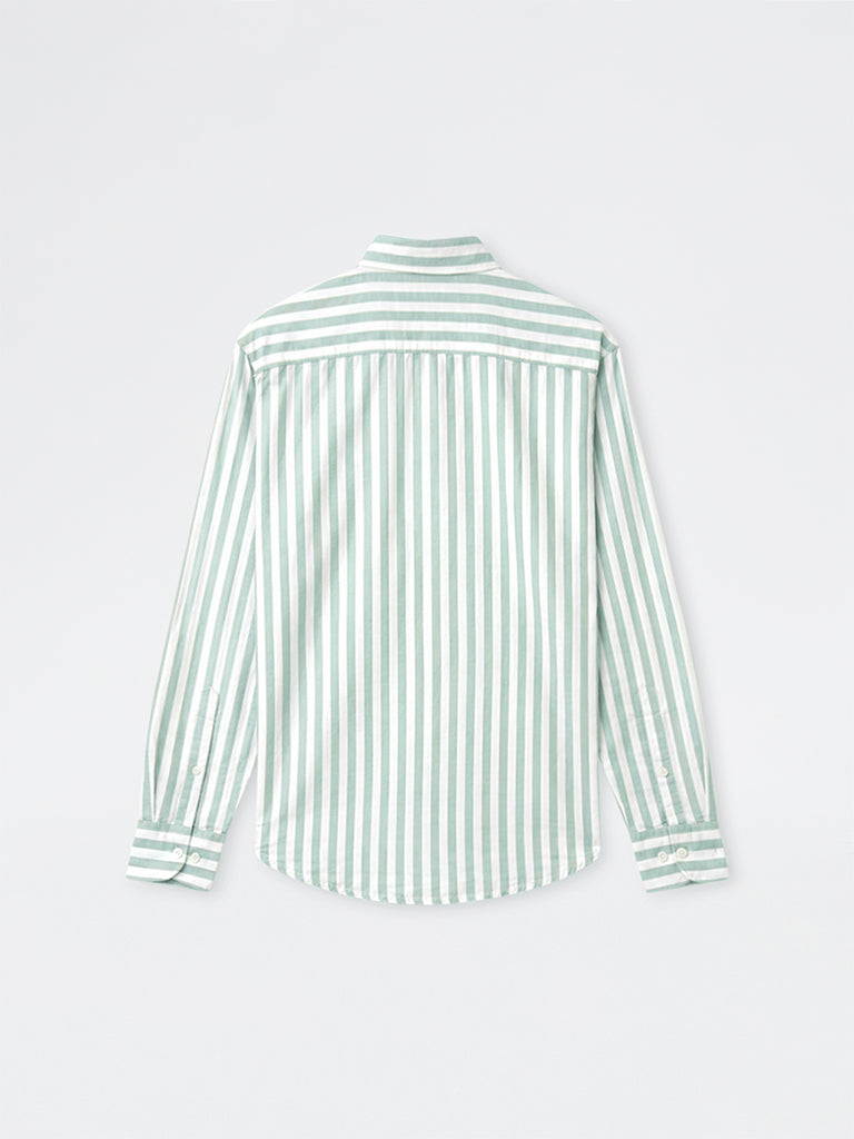 WES Casuals Sage Striped Relaxed-Fit Cotton-Blend Shirt