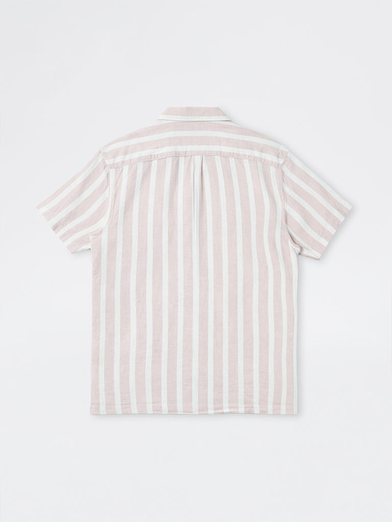 WES Casuals Light Pink Striped Relaxed-Fit Cotton Shirt