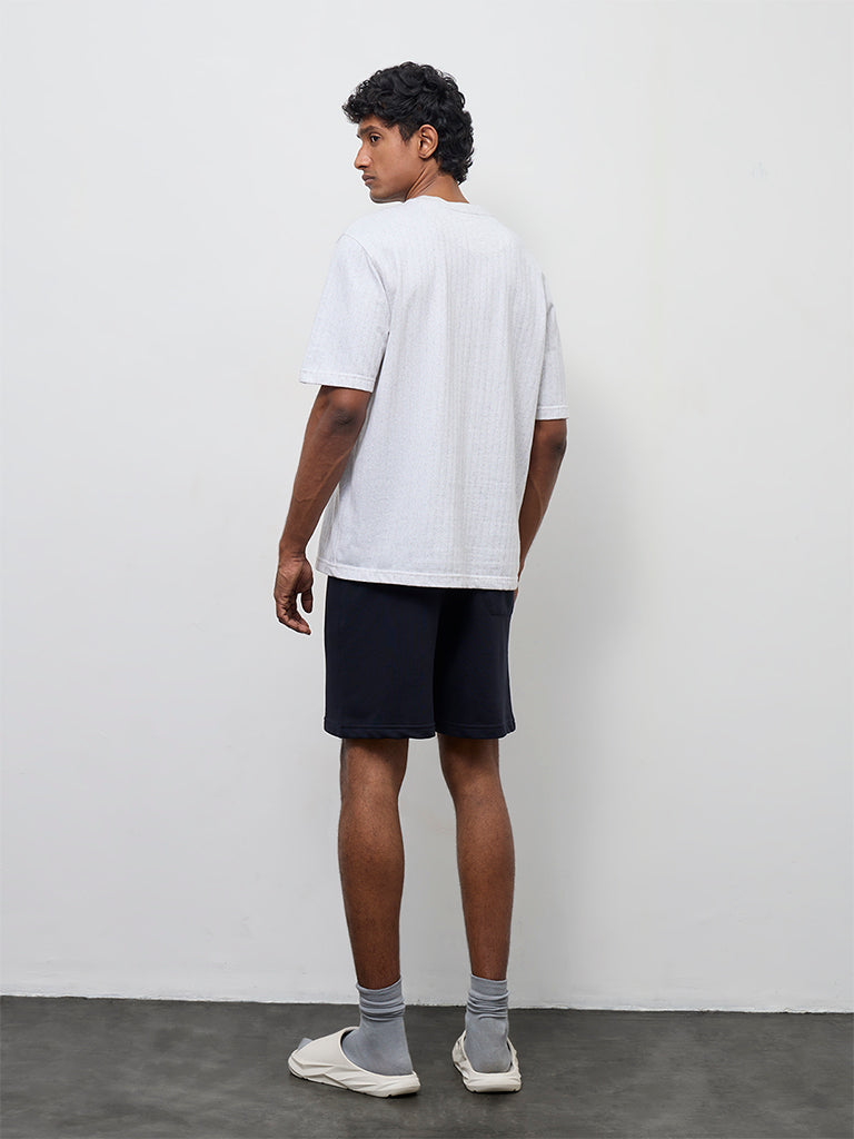 WES Casuals Navy Relaxed-Fit Mid-Rise Shorts
