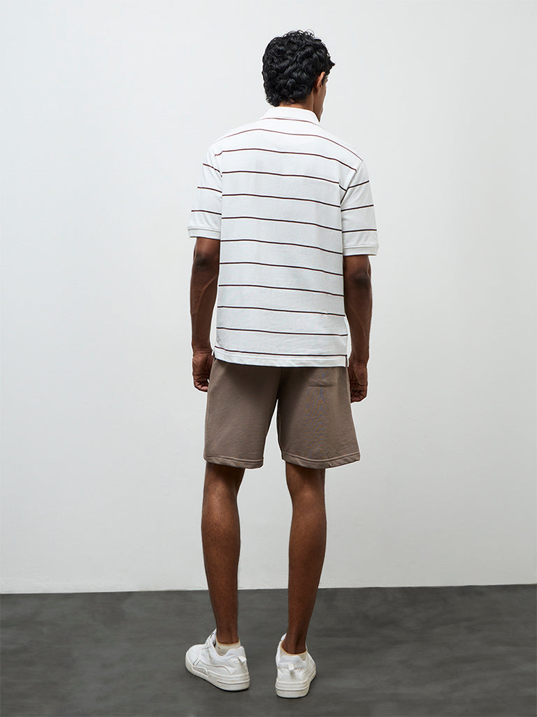 WES Casuals Taupe Relaxed-Fit Shorts