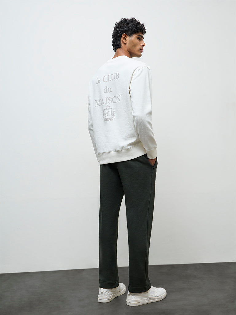 Nuoflexx Olive Relaxed Fit Mid-Rise Cotton-Blend Track Pants