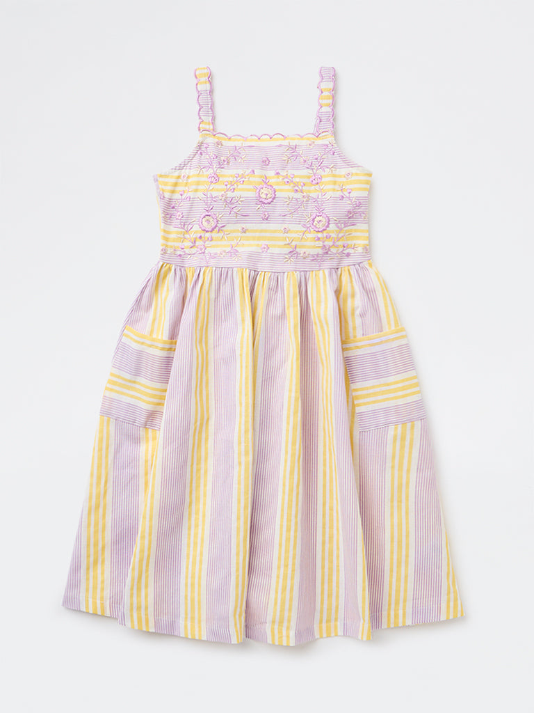 Buy Utsa Kids Girls Multicolour Striped A-Line Cotton-Blend Dress - (8-14 yrs) from Westside Buy Utsa Kids Girls Multicolour Striped A-Line Cotton-Blend Dress - (8-14 yrs) from Westside