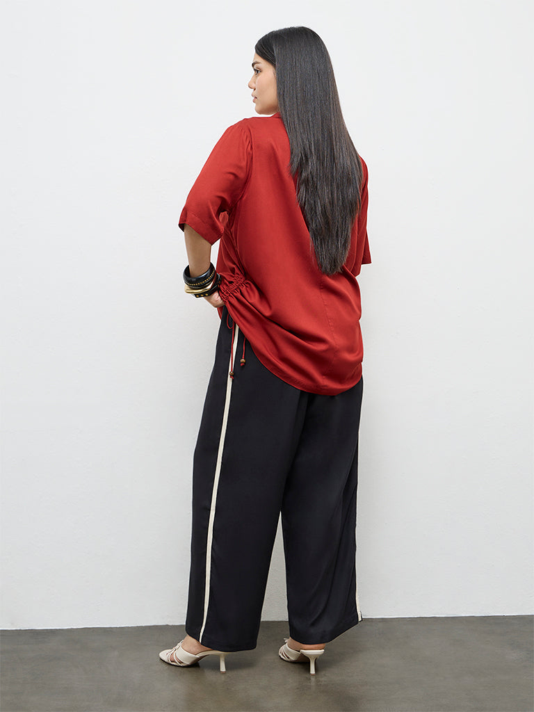 Gia Black Striped High-Rise Trousers