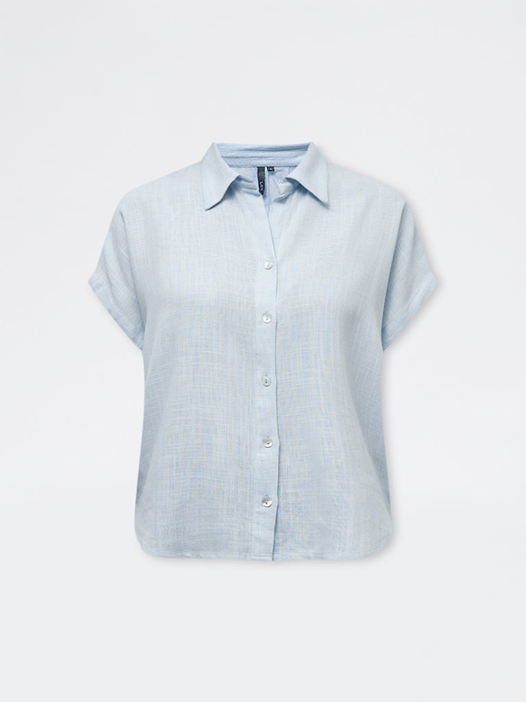 LOV Blue Solid Shirt
