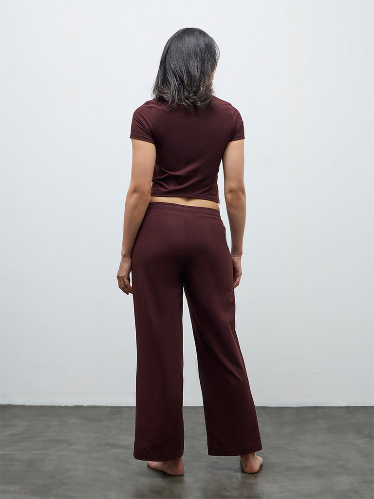 Superstar Brown High-Rise Cotton-Blend Pants