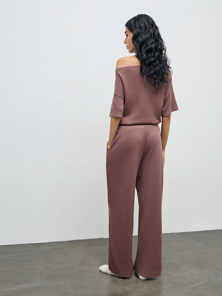 Superstar Brown Waffle-Textured High-Rise Cotton-Blend Track Pants
