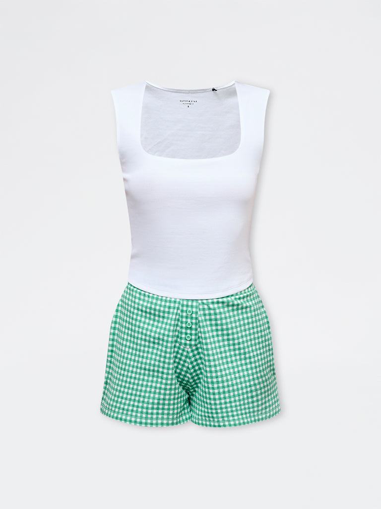 Superstar White Cotton-Blend Tank Top