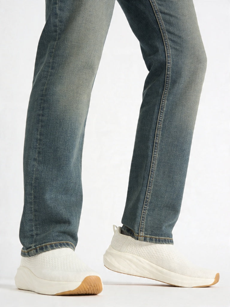 SOLEPLAY Off-White Textured Slip-On Sneakers
