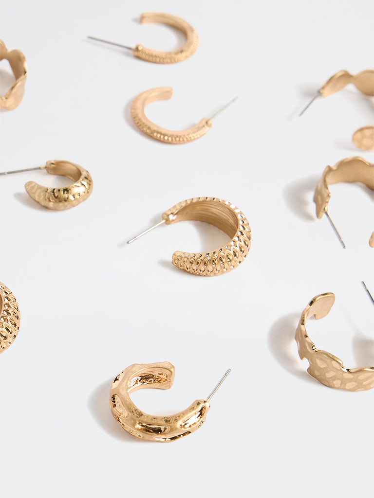 Westside Accessories Gold Multi Hoop Earrings - Pack of 6