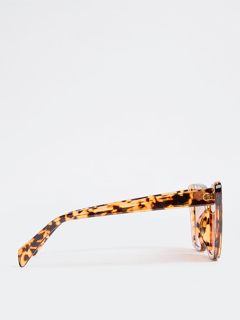 Westside Accessories Brown Turtle Design Oversized Sunglasses with Pouch