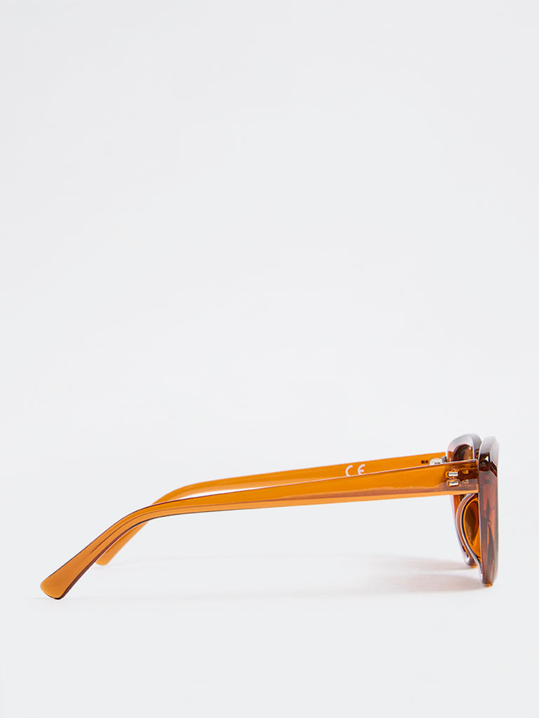 Westside Accessories Brown Acrylic Cat-Eye Sunglasses with Pouch