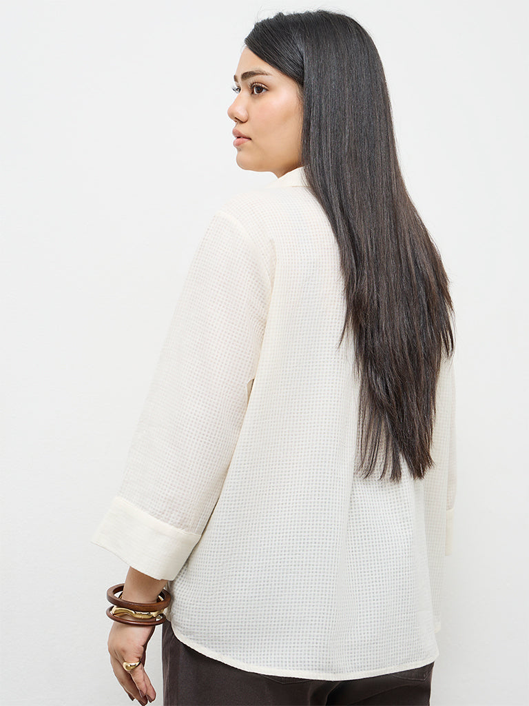 Gia Cream Floral Embroidered Cotton Shirt