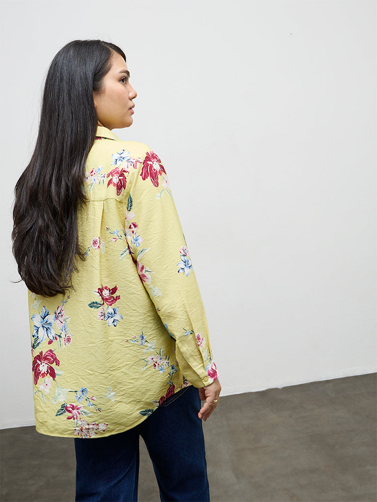 Gia Light Yellow Floral Printed Shirt
