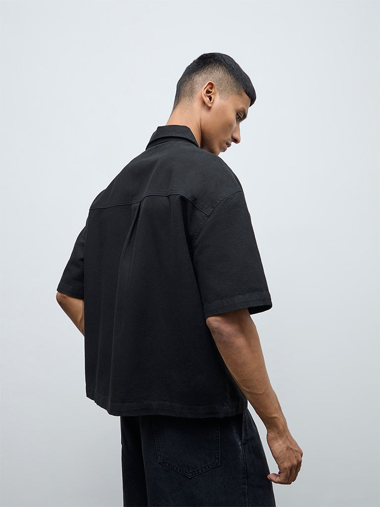 Nuon Black Relaxed-Fit Denim T-Shirt