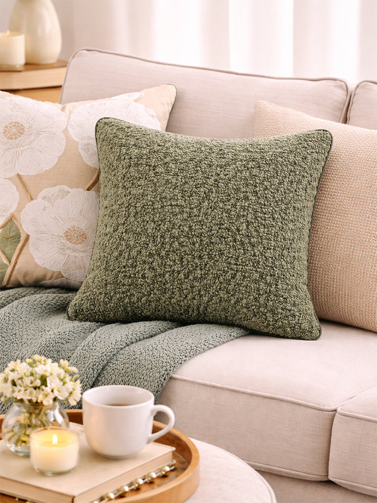 Westside Home Green Fleece Cushion Cover