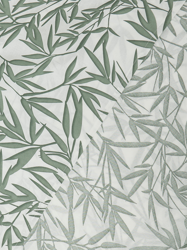 Westside Home Green Bamboo Leaf Printed Queen Bed Sheet Set
