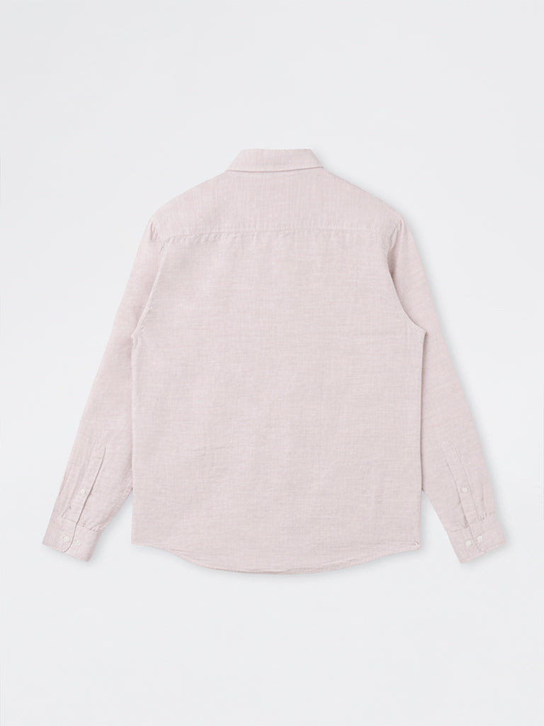 WES Casuals Peach Relaxed-Fit Cotton-Blend Shirt