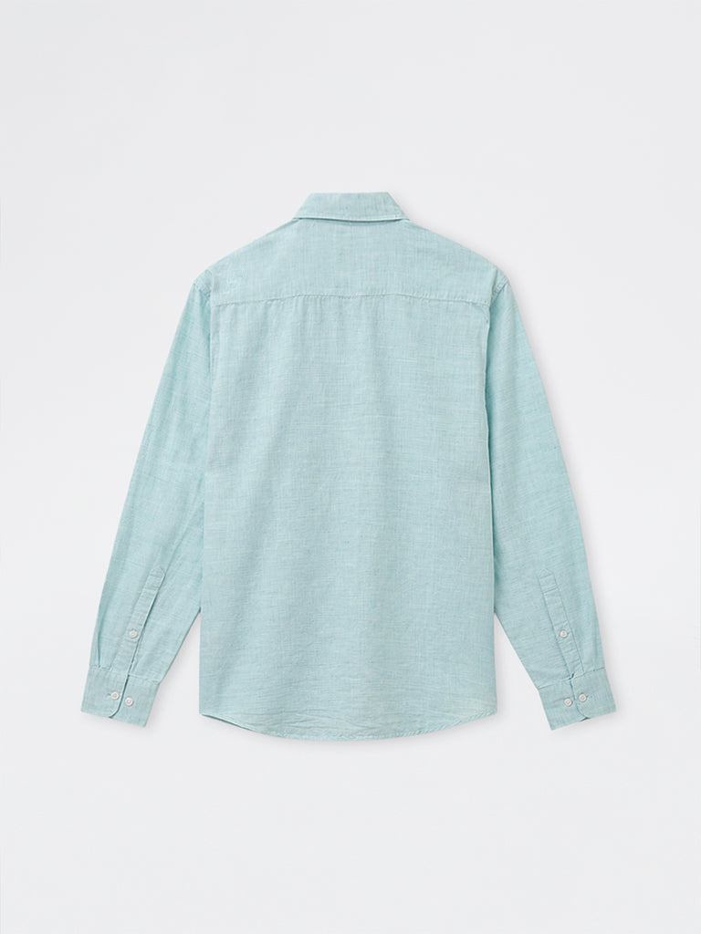 WES Casuals Mint Relaxed-Fit Cotton-Blend Shirt