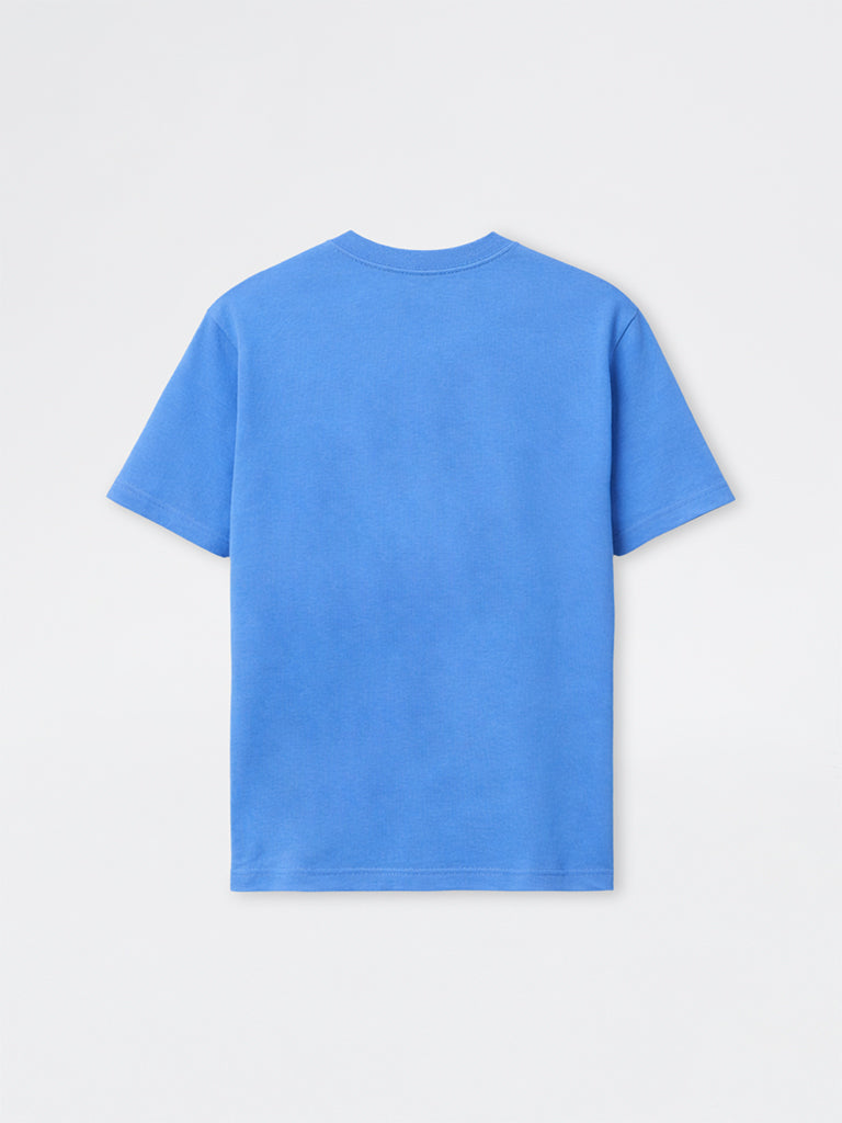 WES Casuals Blue Printed Relaxed-Fit Cotton Swimwear T-Shirt