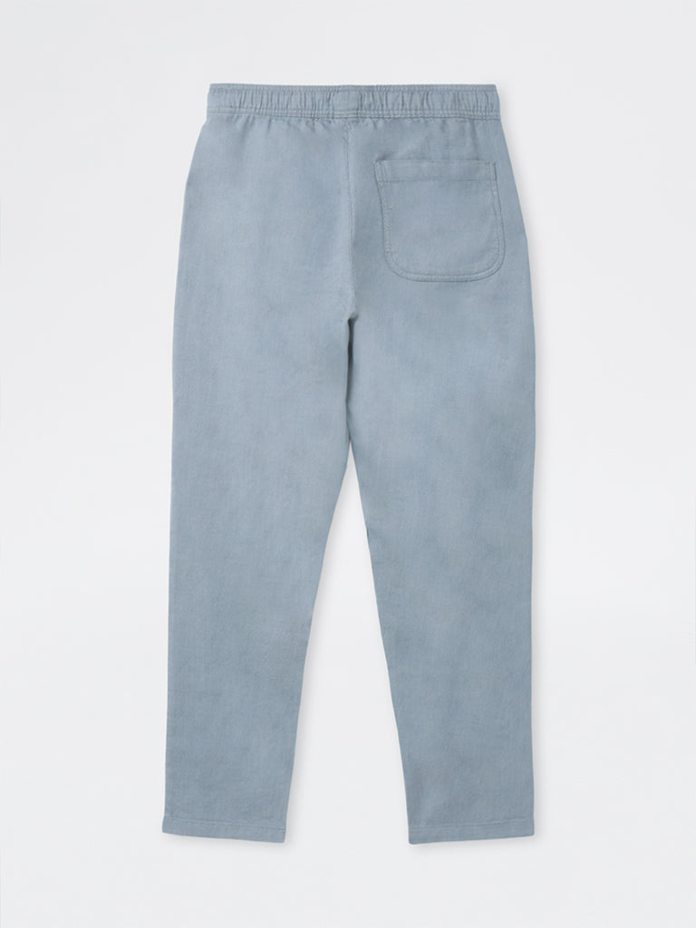 ETA Light Teal Textured Relaxed-Fit Mid-Rise Cotton Chinos