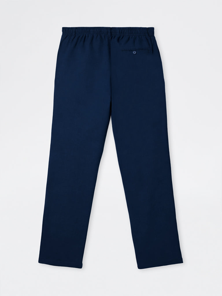 ETA Dark Blue Relaxed-Fit Mid-Rise Cotton-Blend Chinos