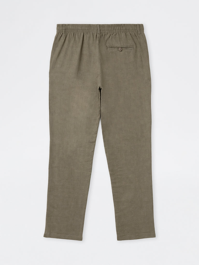 ETA Olive Relaxed-Fit Mid-Rise Cotton-Blend Chinos