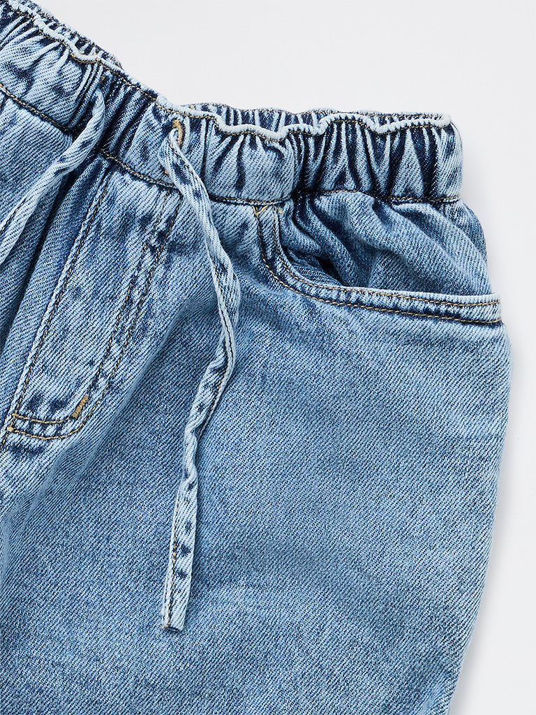 HOP Kids Girls Light Blue Washed Mid-Rise Jeans