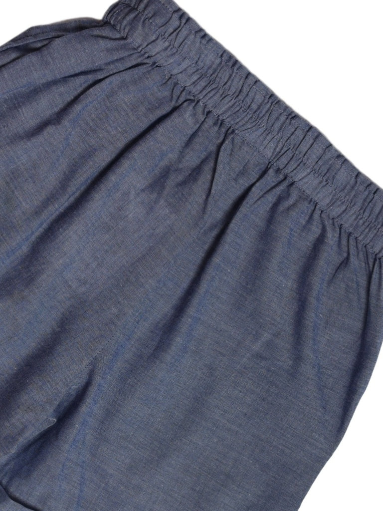 Utsa Kids Girls Blue Solid Cotton Shorts - (8-14 yrs)