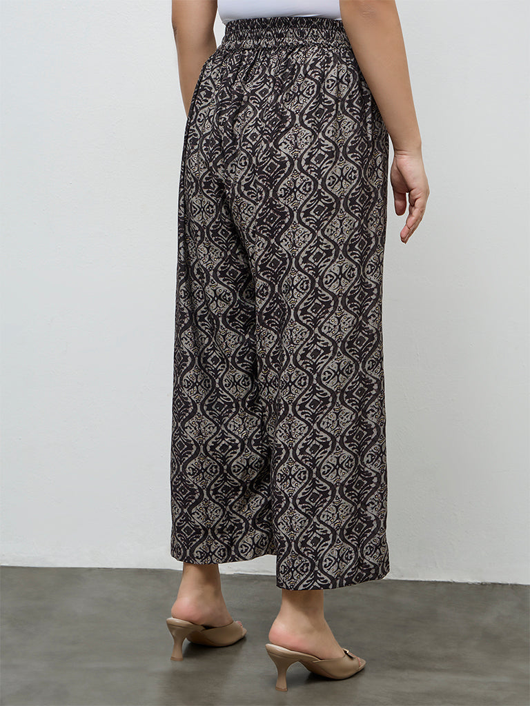 Diza Black Argyle Printed Pants
