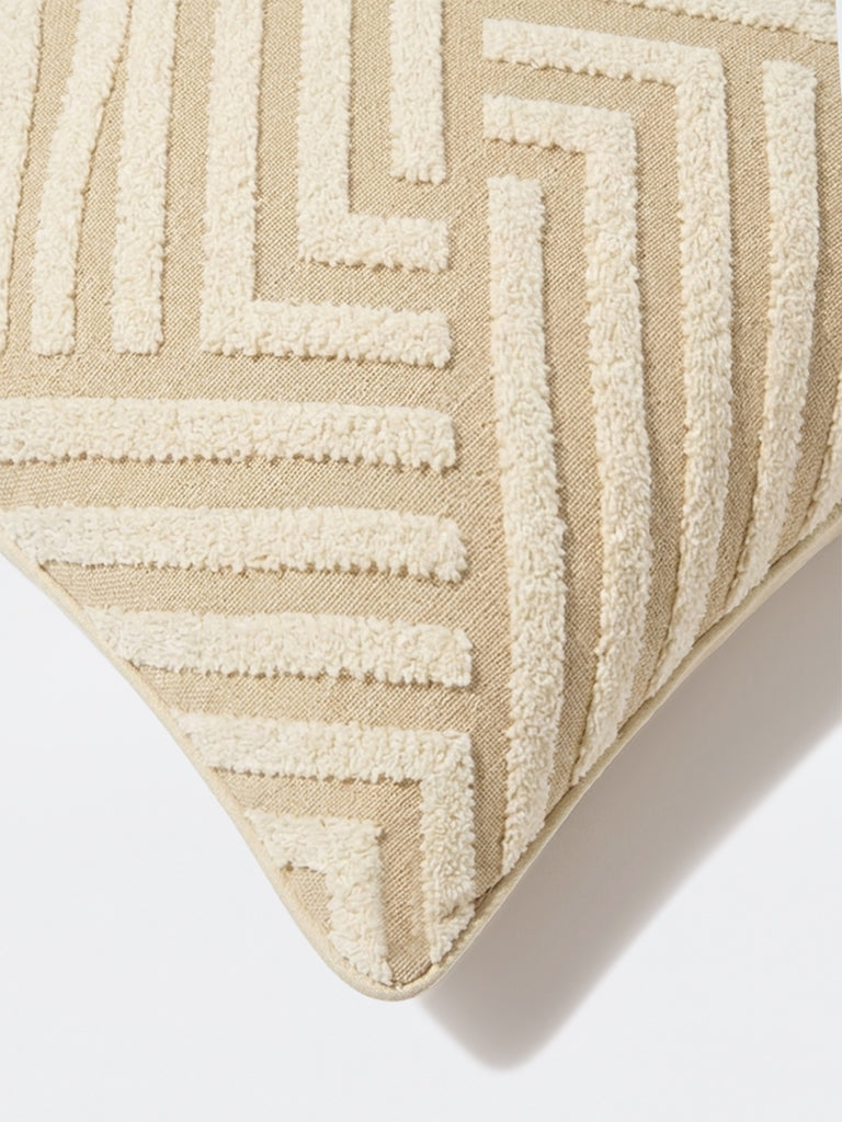 Westside Home Light Beige Geometric Pattern Cushion Cover