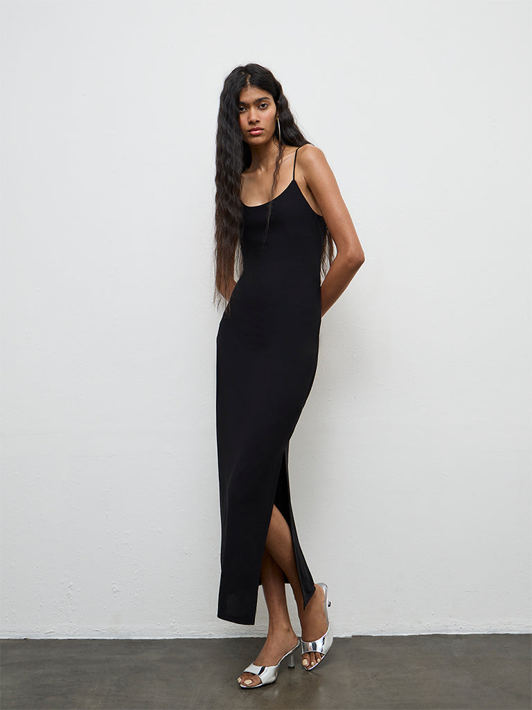 burgundy dress combination V Neck Knit Bodycon Slit Midi Dress - MEDIUM / White main image 0