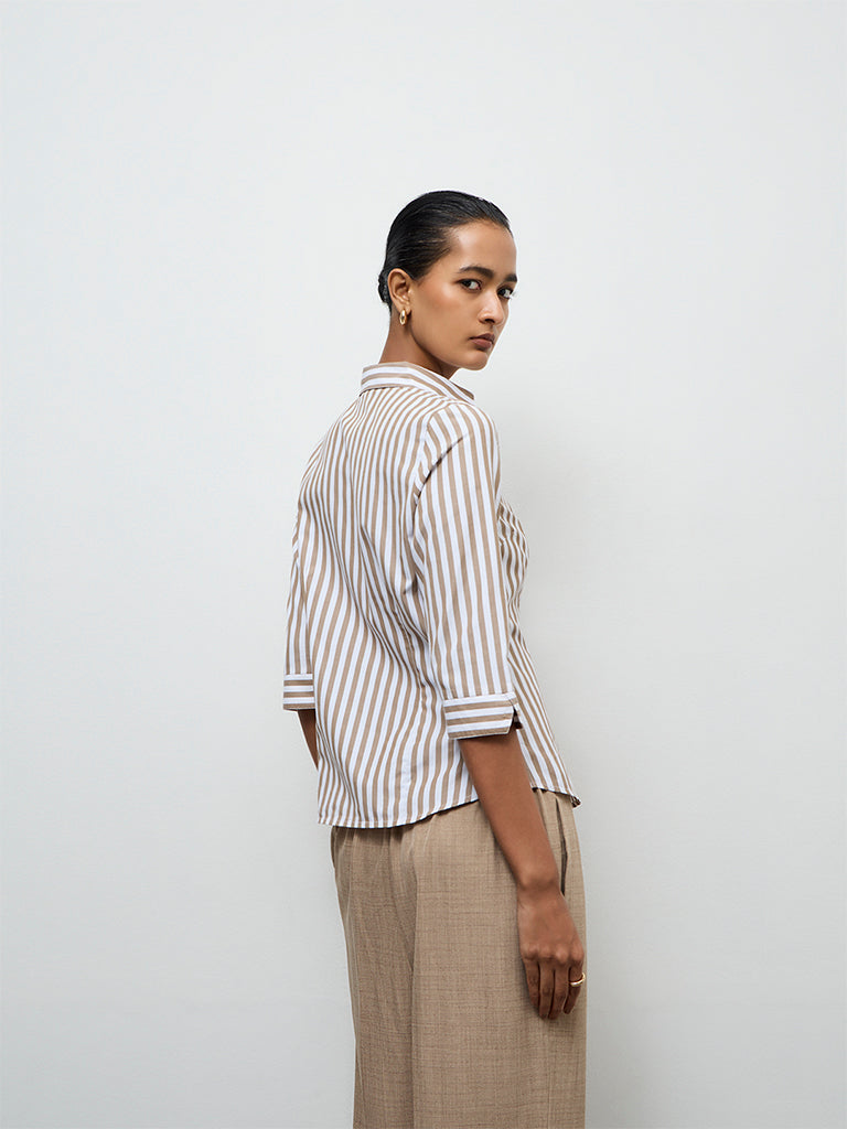 Wardrobe Taupe Striped Shirt
