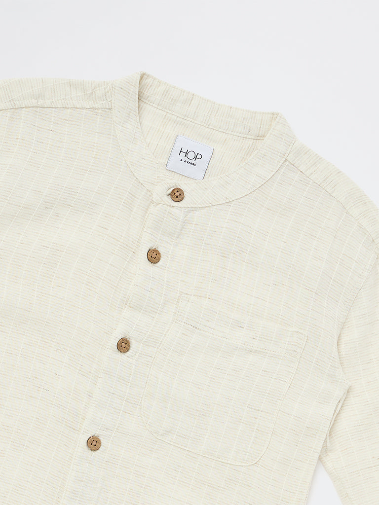 HOP Kids Boys Off-White Textured Shirt