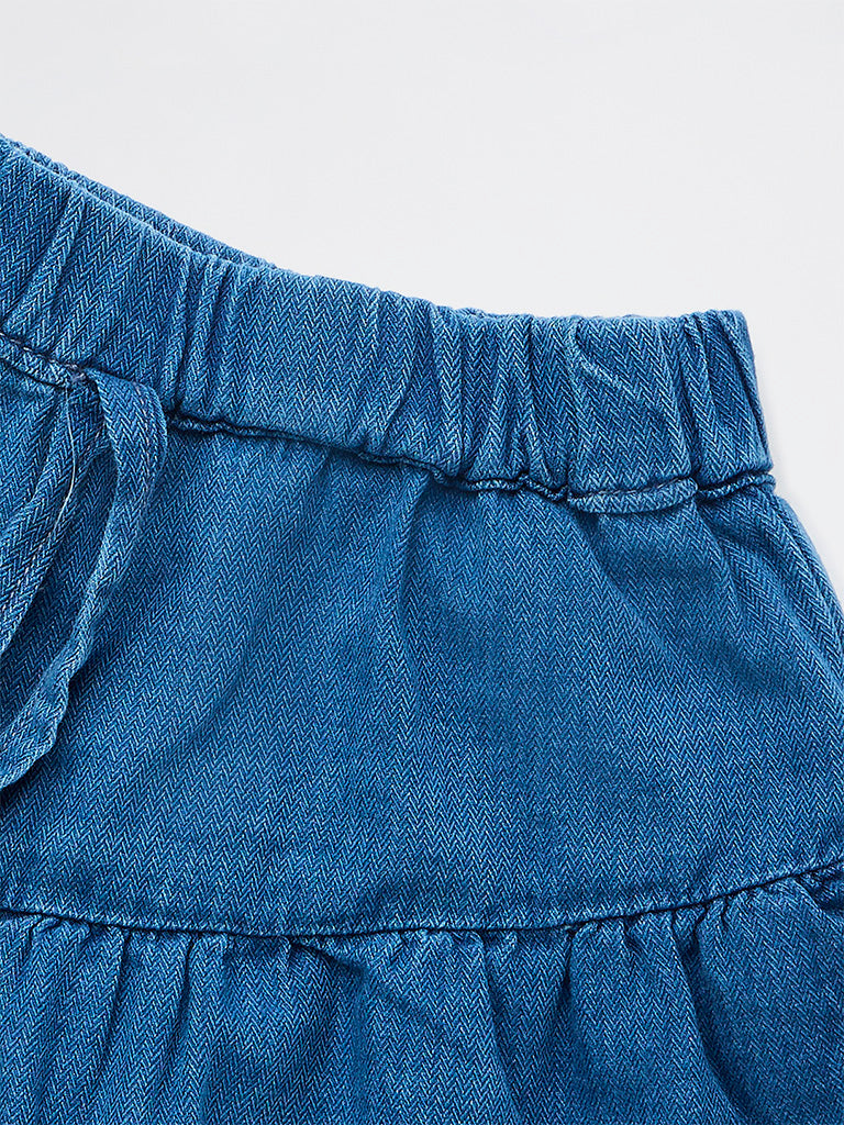 HOP Kids Girls Blue High-Rise Denim Skirt