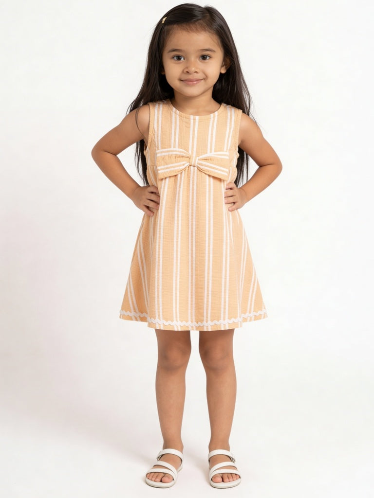 girls a line dress Buy HOP Kids Girls Peach Striped Cotton-Blend A-Line Dress from Westside