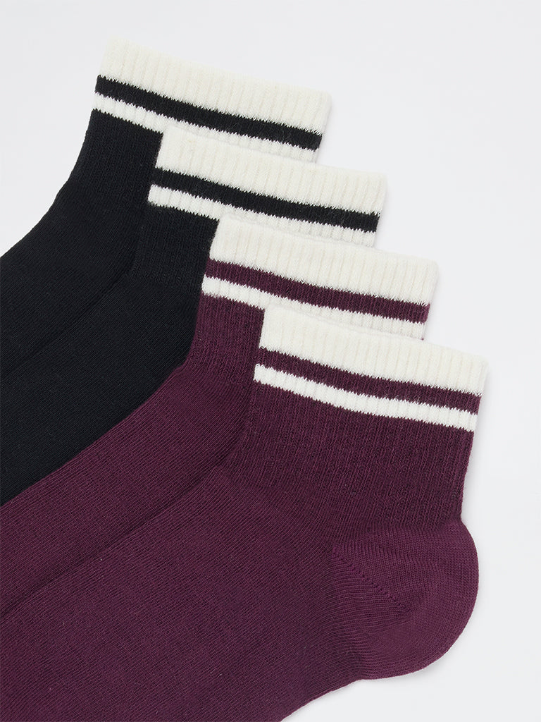 Wunderlove Black Cotton-Blend Socks - Pack of 2