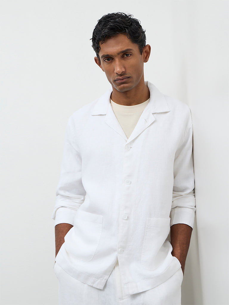 Buy Ascot Off-White Relaxed-Fit Linen Jacket from Westside