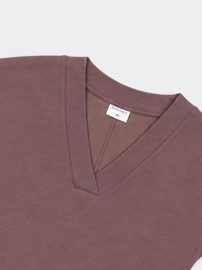 Wunderlove Dusty Pink Solid V-Neck Top