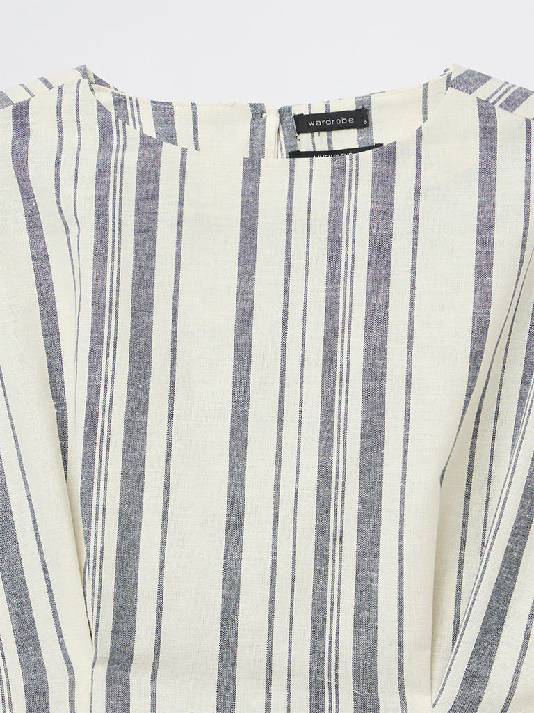Wardrobe Ivory Striped Cotton-Blend Top