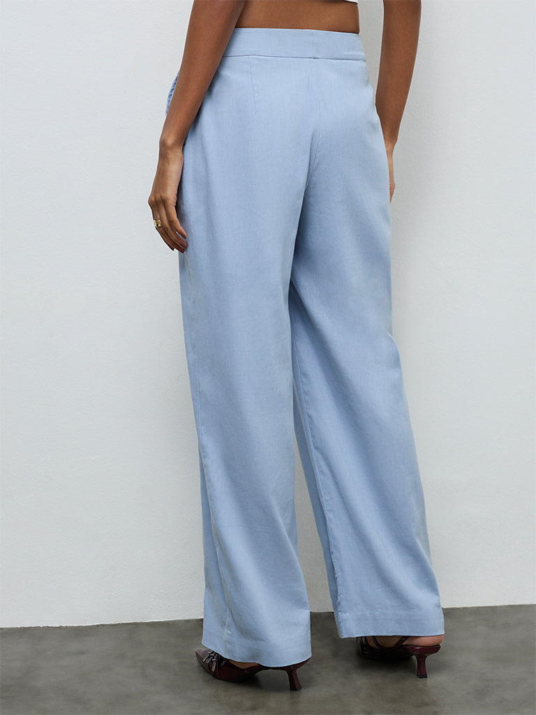 Wardrobe Dusty Blue High-Rise Trousers